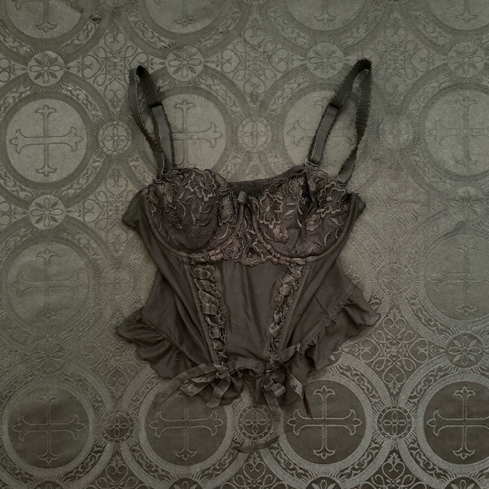 vintage sheer lingerie bustier corset top